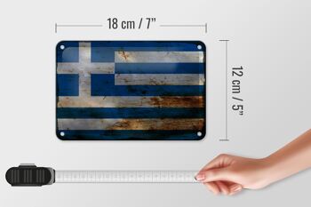 Signe en étain drapeau grèce 18x12cm, signe décoratif rouillé 5