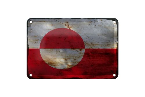 Blechschild Flagge Grönland 18x12cm Flag Greenland Rost Dekoration