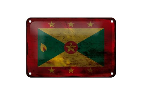 Blechschild Flagge Grenada 18x12cm Flag of Grenada Rost Dekoration