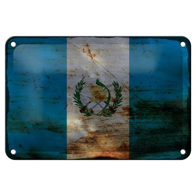 Letrero de hojalata Bandera de Guatemala 18x12cm Bandera de Guatemala Decoración de óxido