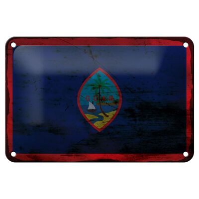 Cartel de chapa Bandera de Guam 18x12cm Bandera de Guam Decoración oxidada