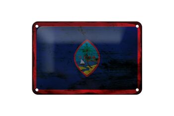 Signe en étain drapeau de Guam 18x12cm, décoration rouille 1