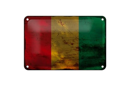 Blechschild Flagge Guinea 18x12cm Flag of Guinea Rost Dekoration