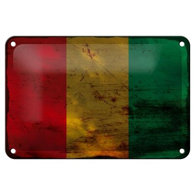 Targa in metallo Bandiera Guinea 18x12 cm Bandiera della Guinea Decorazione ruggine