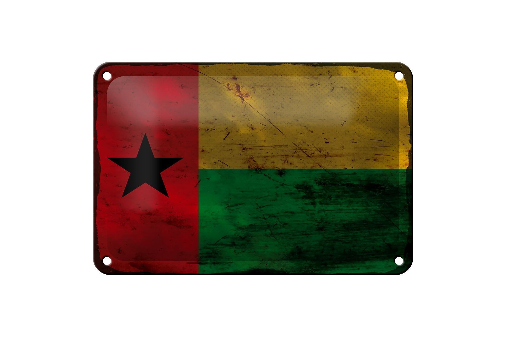 Drapeau en étain Guinée-Bissau 18x12cm, décoration rouille de Guinée
