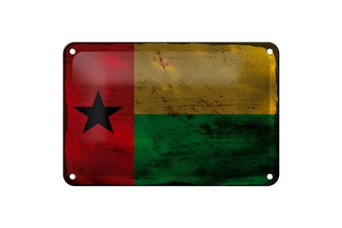 Blechschild Flagge Guinea-Bissau 18x12cm Guinea Rost Dekoration