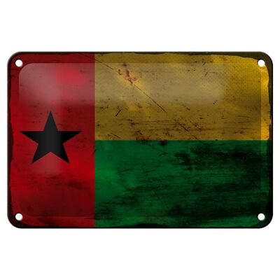 Drapeau en étain Guinée-Bissau 18x12cm, décoration rouille de Guinée