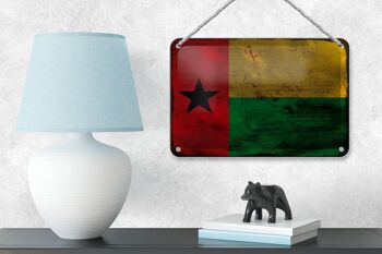 Drapeau en étain Guinée-Bissau 18x12cm, décoration rouille de Guinée 4