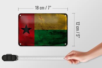 Drapeau en étain Guinée-Bissau 18x12cm, décoration rouille de Guinée 5