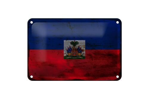 Blechschild Flagge Haiti 18x12cm Flag of Haiti Rost Dekoration