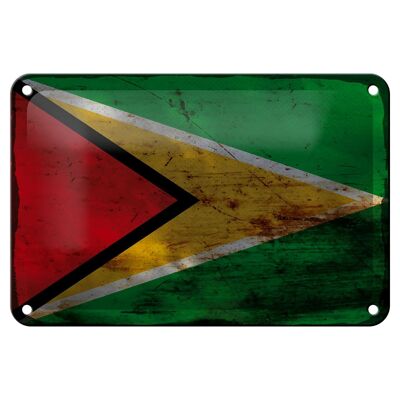 Cartel de chapa con bandera de Guyana, 18x12cm, decoración de óxido de bandera de Guyana