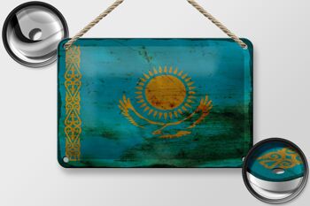 Drapeau du Kazakhstan en étain, 18x12cm, décoration rouille du Kazakhstan 2