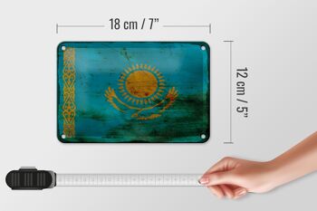 Drapeau du Kazakhstan en étain, 18x12cm, décoration rouille du Kazakhstan 5