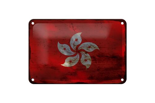 Blechschild Flagge Hongkong 18x12cm Flag Hong Kong Rost Dekoration