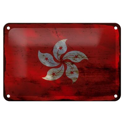 Blechschild Flagge Hongkong 18x12cm Flag Hong Kong Rost Dekoration