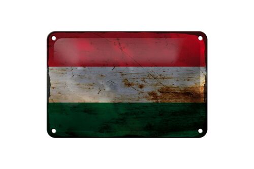 Blechschild Flagge Ungarn 18x12cm Flag of Hungary Rost Dekoration