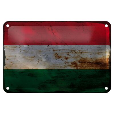 Blechschild Flagge Ungarn 18x12cm Flag of Hungary Rost Dekoration