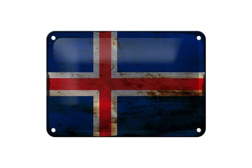 Blechschild Flagge Island 18x12cm Flag of Iceland Rost Dekoration