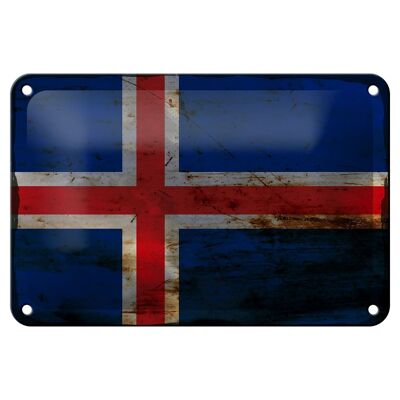 Drapeau en étain de l'islande, 18x12cm, drapeau de l'islande, décoration rouille