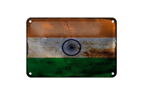 Blechschild Flagge Indien 18x12cm Flag of India Rost Dekoration