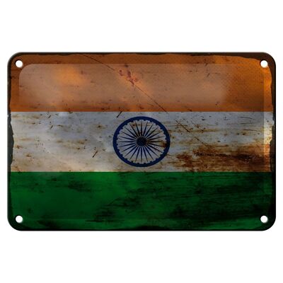 Bandera de estaño, bandera de la India, 18x12cm, decoración de óxido de bandera de la India