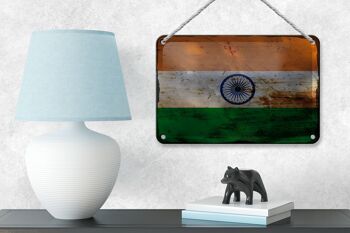 Drapeau en étain de l'inde, 18x12cm, drapeau de l'inde, décoration rouille 4