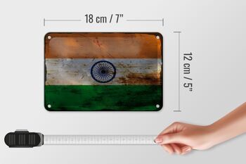 Drapeau en étain de l'inde, 18x12cm, drapeau de l'inde, décoration rouille 5