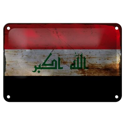 Signe en étain drapeau irak 18x12cm, drapeau de l'irak, décoration rouille