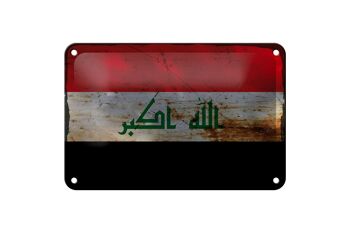 Signe en étain drapeau irak 18x12cm, drapeau de l'irak, décoration rouille 1