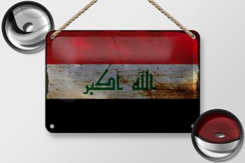Signe en étain drapeau irak 18x12cm, drapeau de l'irak, décoration rouille 2