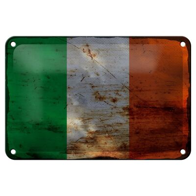 Cartel de hojalata con bandera de Irlanda, 18x12cm, decoración oxidada