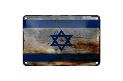 Blechschild Flagge Israel 18x12cm Flag of Israel Rost Dekoration