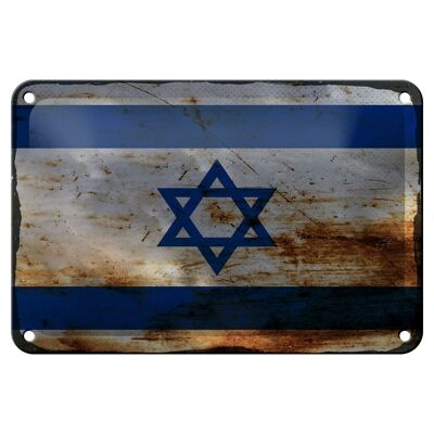 Bandera de cartel de hojalata de Israel, 18x12cm, decoración de óxido de bandera de Israel