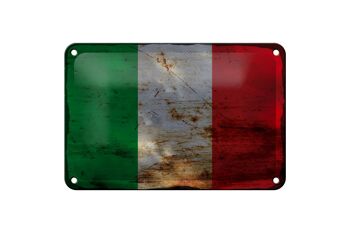 Signe en étain drapeau italie 18x12cm, drapeau de l'italie, décoration rouille 1