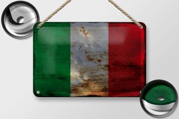 Signe en étain drapeau italie 18x12cm, drapeau de l'italie, décoration rouille 2