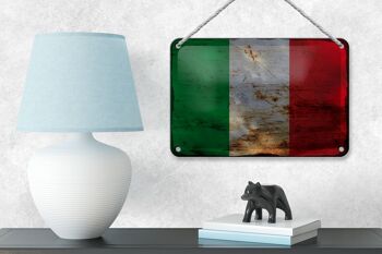 Signe en étain drapeau italie 18x12cm, drapeau de l'italie, décoration rouille 4