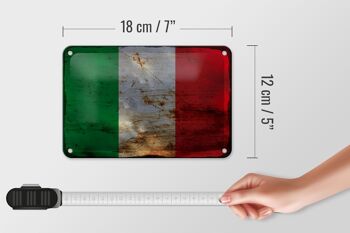 Signe en étain drapeau italie 18x12cm, drapeau de l'italie, décoration rouille 5