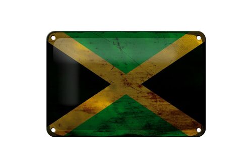Blechschild Flagge Jamaika 18x12cm Flag of Jamaica Rost Dekoration