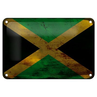 Targa in metallo Bandiera Giamaica 18x12 cm Bandiera della Giamaica Decorazione ruggine
