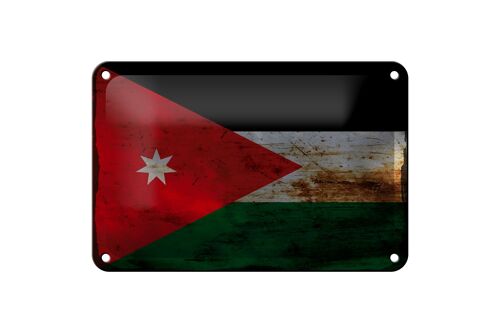 Blechschild Flagge Jordanien 18x12cm Flag of Jordan Rost Dekoration