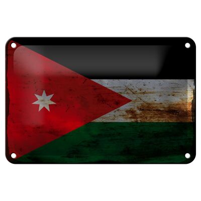 Bandera de cartel de hojalata de Jordania, 18x12cm, decoración de óxido de bandera de Jordania