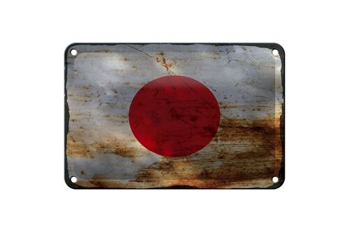 Blechschild Flagge Japan 18x12cm Flag of Japan Rost Dekoration