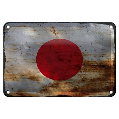 Bandera de cartel de hojalata de Japón, 18x12cm, decoración de óxido de bandera de Japón