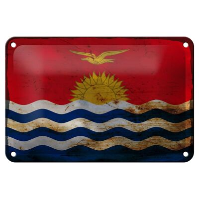 Bandera de cartel de hojalata de Kiribati, 18x12cm, decoración de óxido de bandera de Kiribati