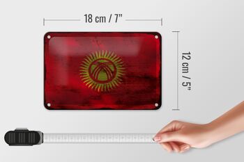 Drapeau en étain du Kirghizistan, 18x12cm, décoration rouille du Kirghizistan 5
