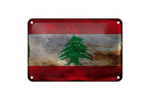 Blechschild Flagge Libanon 18x12cm Flag of Lebanon Rost Dekoration