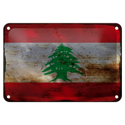 Blechschild Flagge Libanon 18x12cm Flag of Lebanon Rost Dekoration