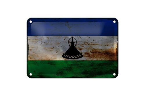 Blechschild Flagge Lesotho 18x12cm Flag of Lesotho Rost Dekoration