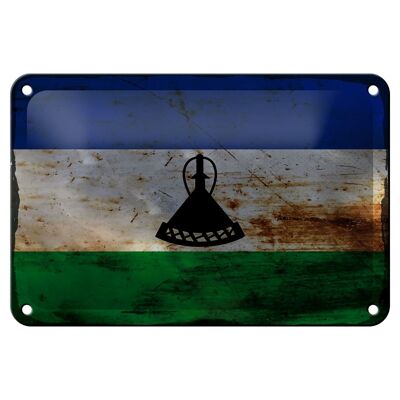 Blechschild Flagge Lesotho 18x12cm Flag of Lesotho Rost Dekoration