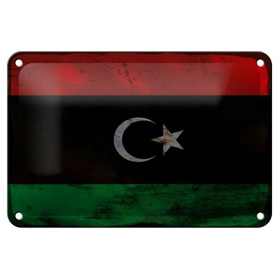 Letrero de hojalata Bandera de Libia, 18x12cm, bandera de Libia, decoración oxidada